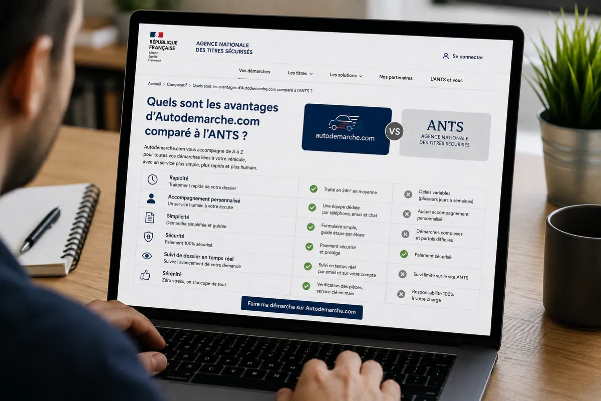 Quels sont les avantages d'Autodemarche.com comparé à l'ANTS ? Quels sont les avantages d'Autodemarche.com comparé à l'ANTS ?