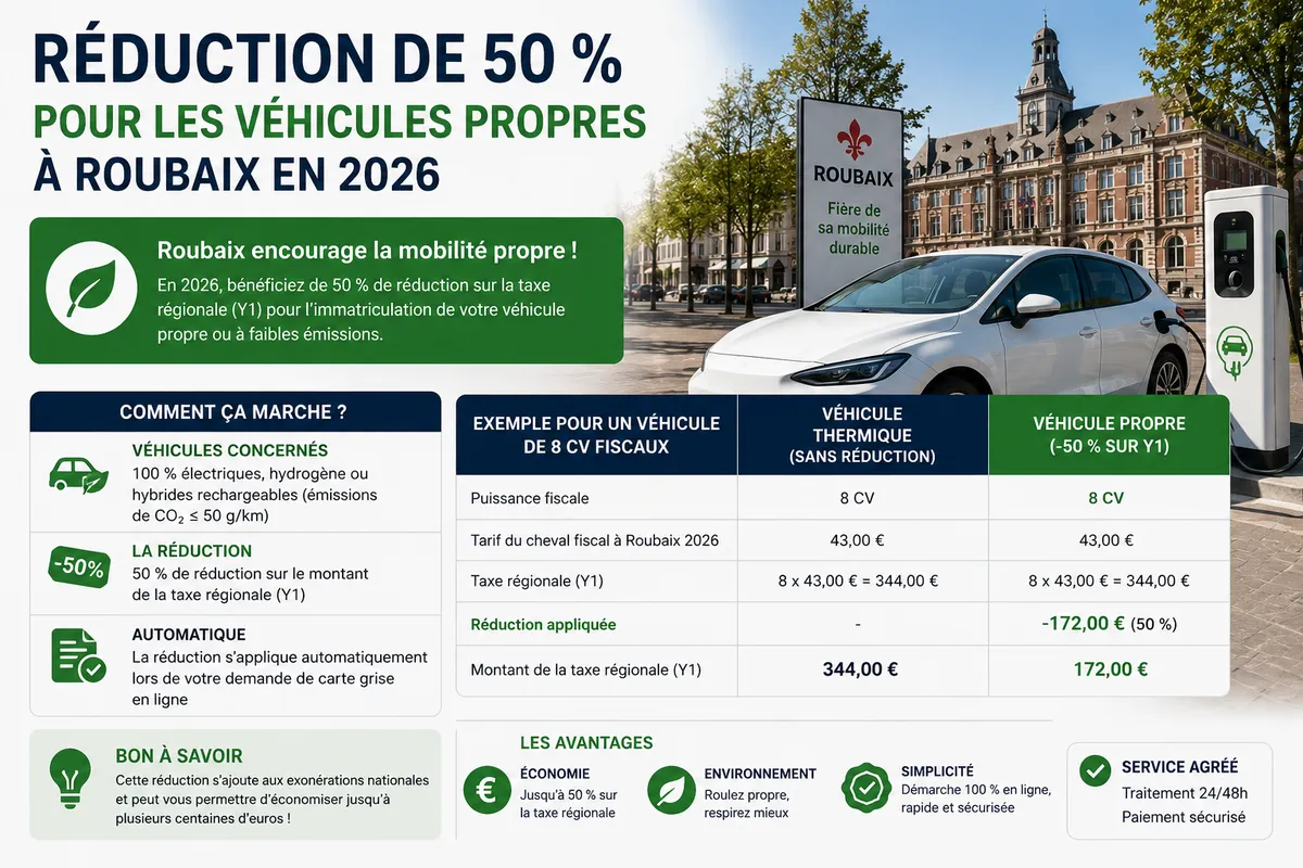 Réduction de 50 % pour les véhicules propres à Roubaix en 2026 Réduction de 50 % pour les véhicules propres à Roubaix en 2026